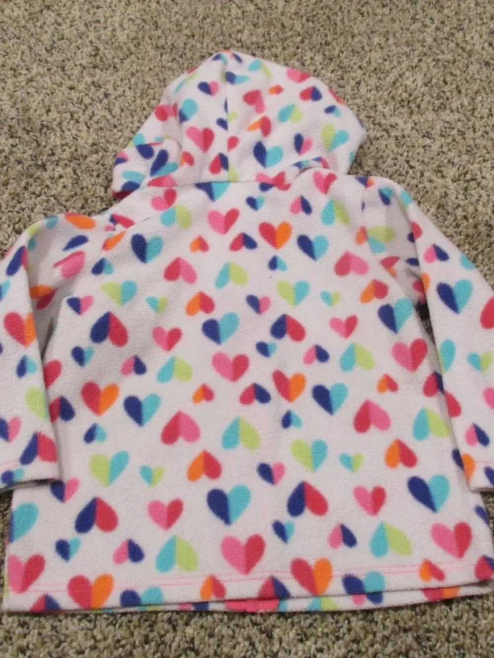 Jumping Beans Hooded Zip Front Jacket‎ Girls 12M Pink Long Sleeve Coat Hearts